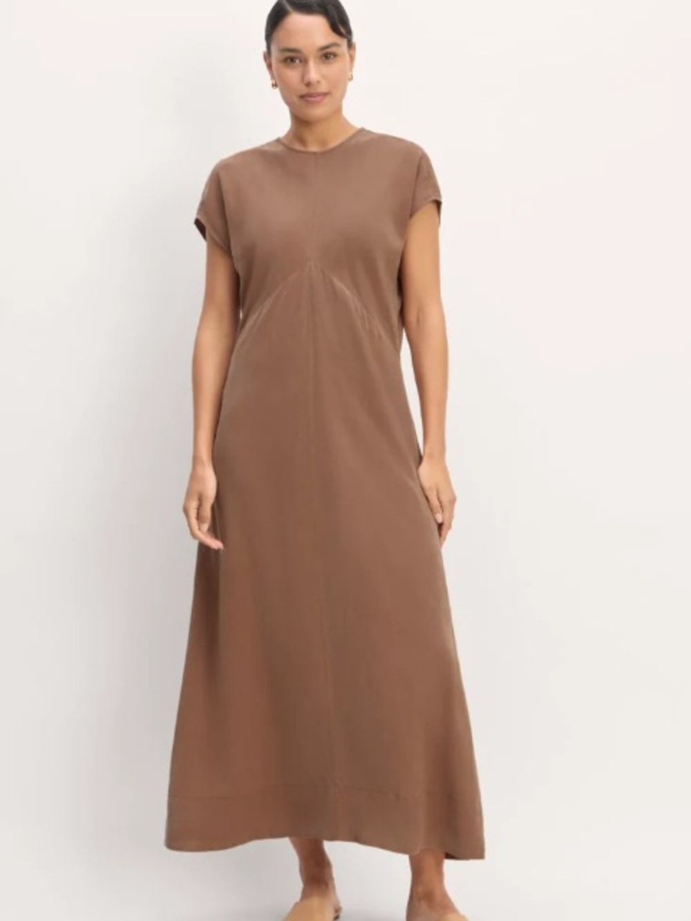 Everlane Brown Cap-Sleeve Maxi Dress